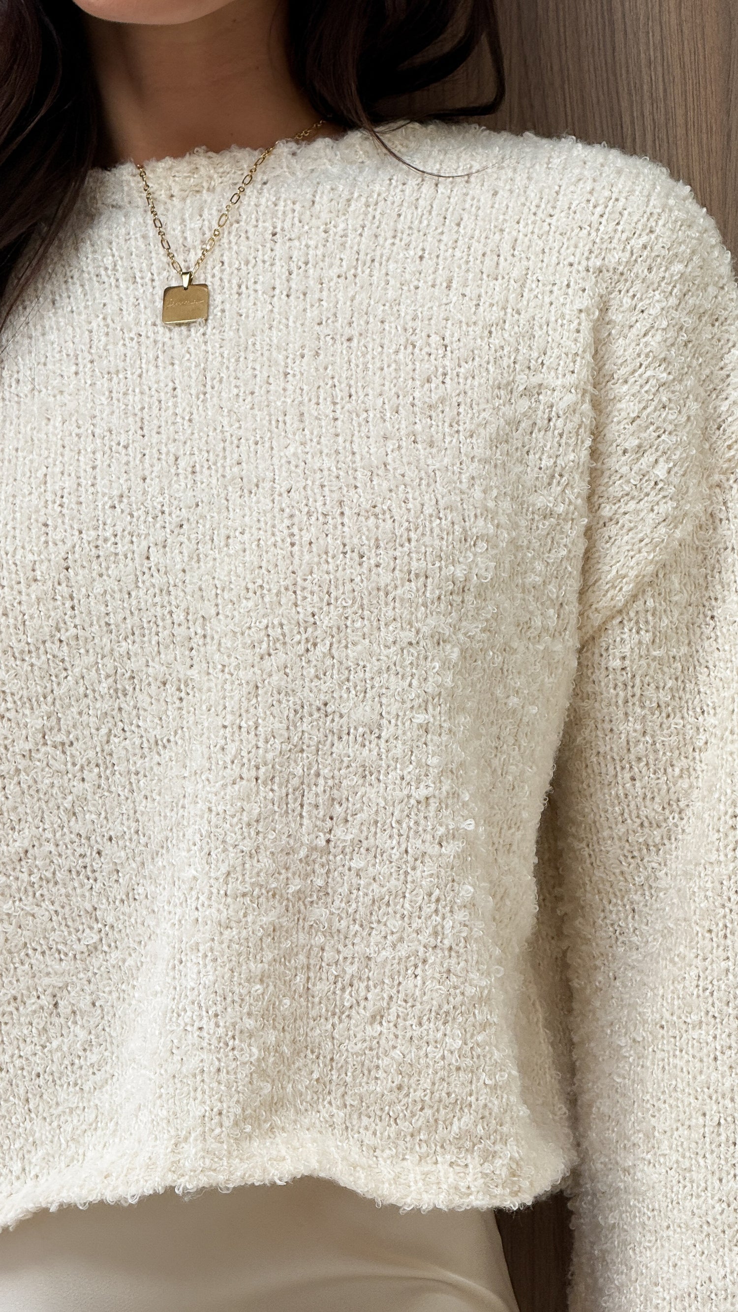 Zala Cropped Knit Sweater - Cream - Billy J
