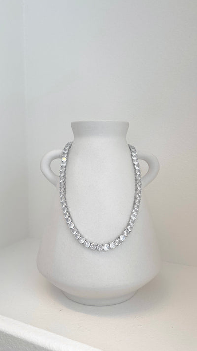 Load image into Gallery viewer, Classic Tennis Necklace - Crystal/Silver
