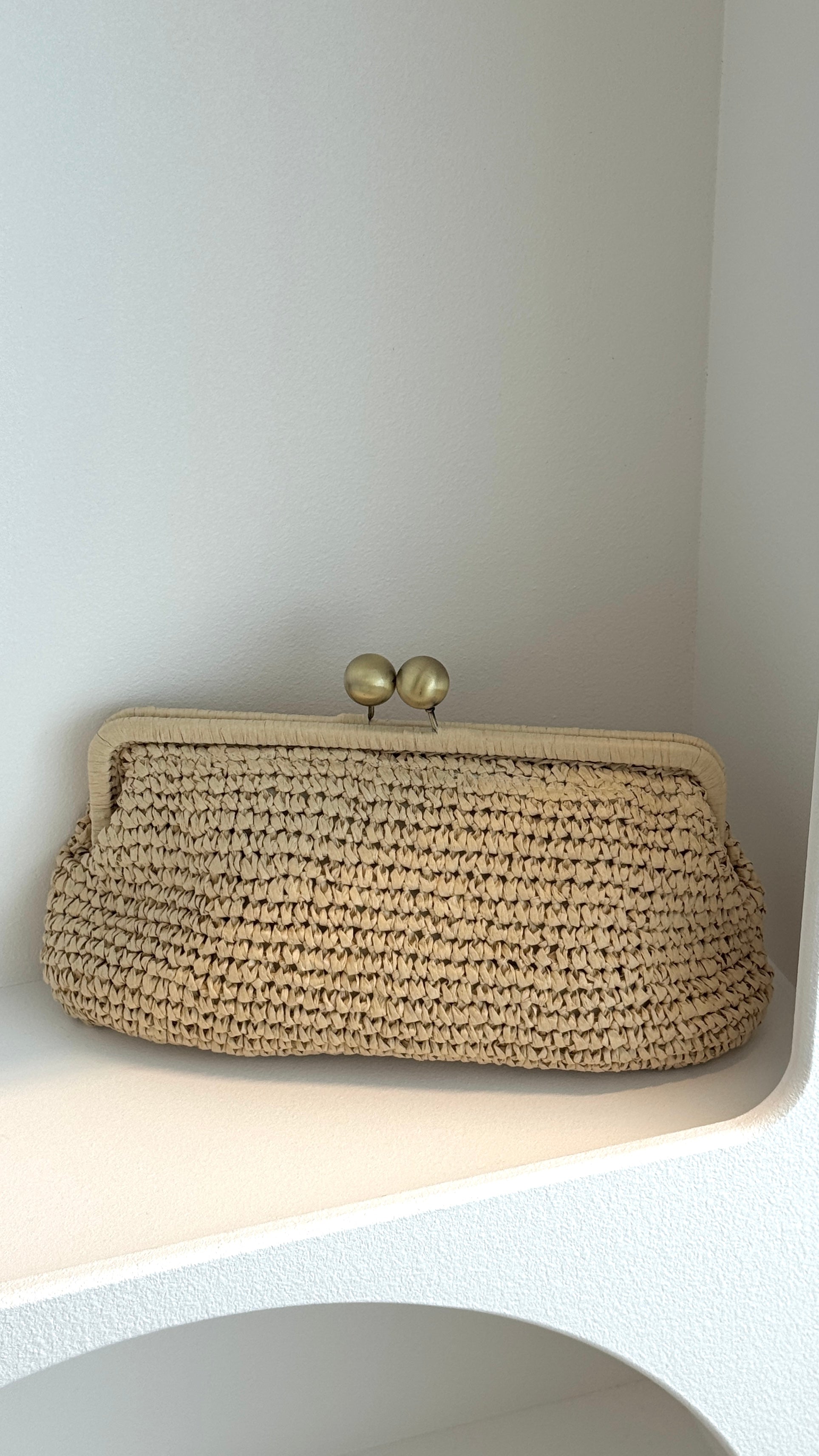 Clip Top Elongated Clutch - Natural - Billy J