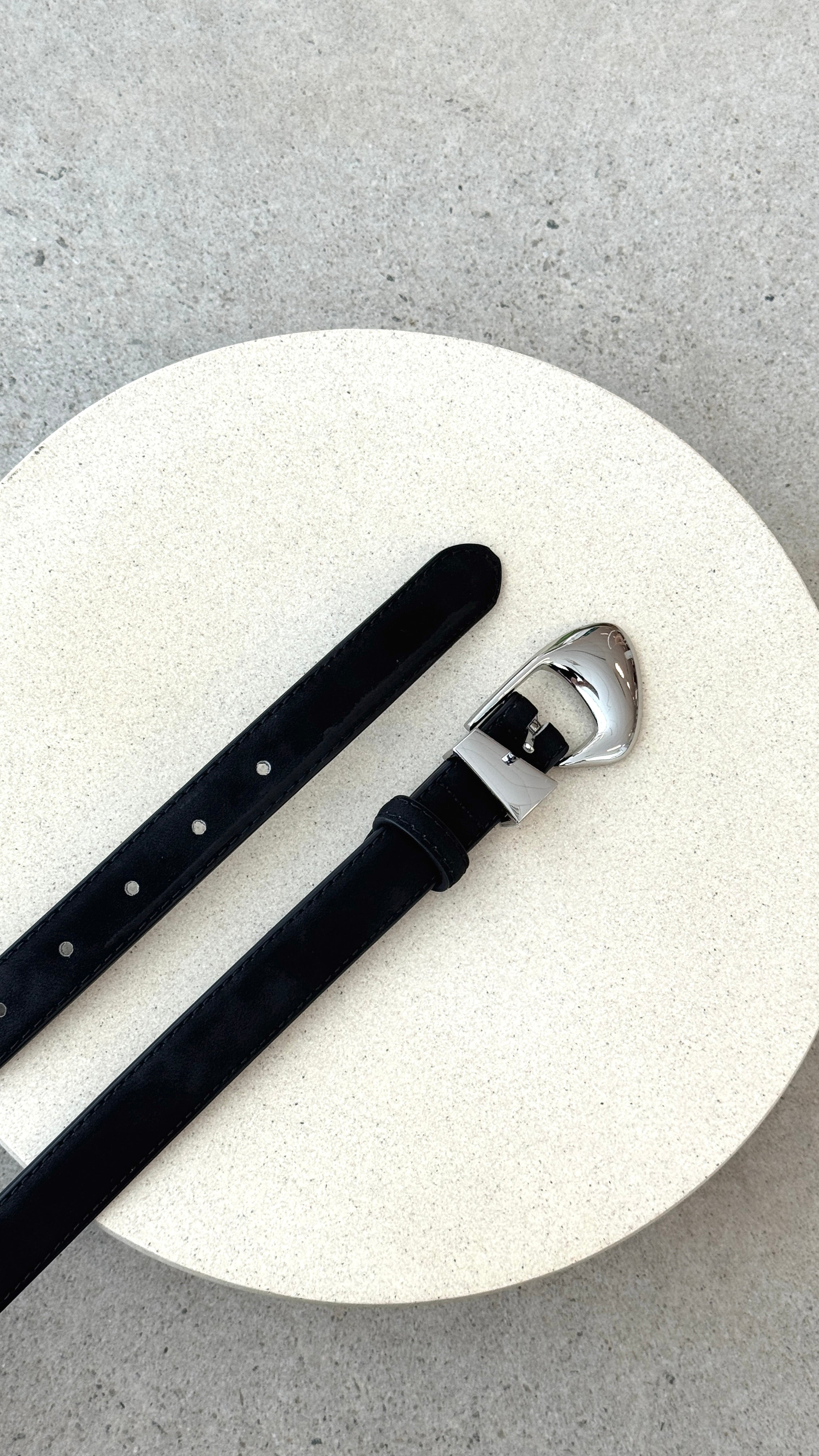 Evie Belt - Black Suede/Silver - Billy J