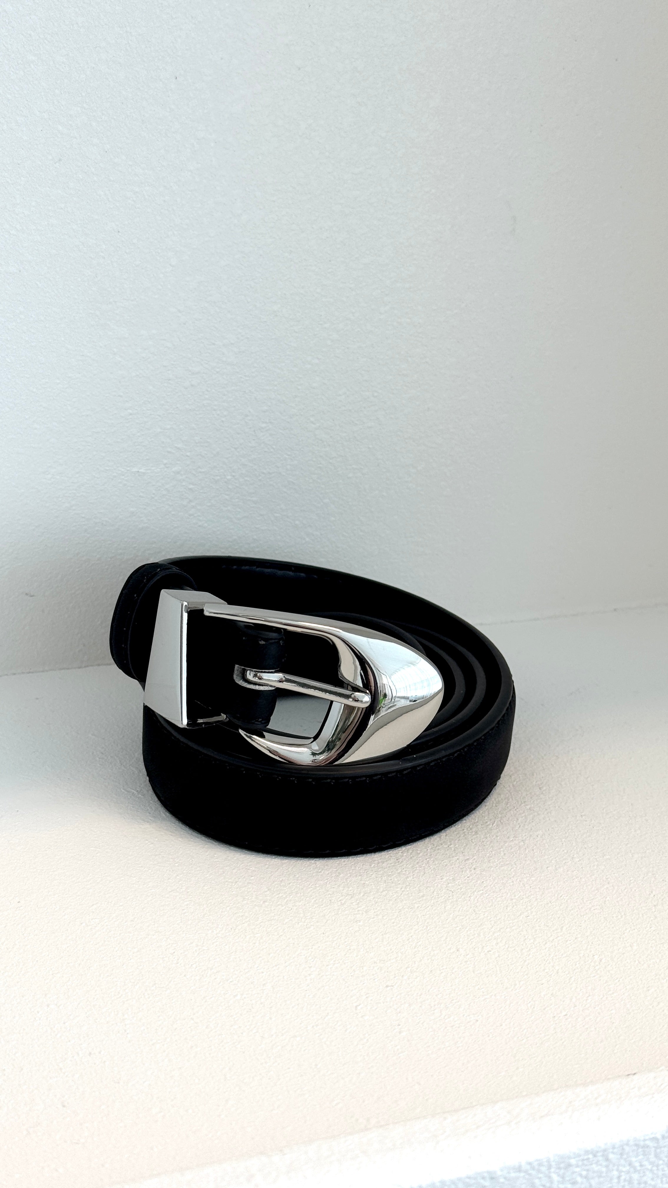 Evie Belt - Black Suede/Silver - Billy J