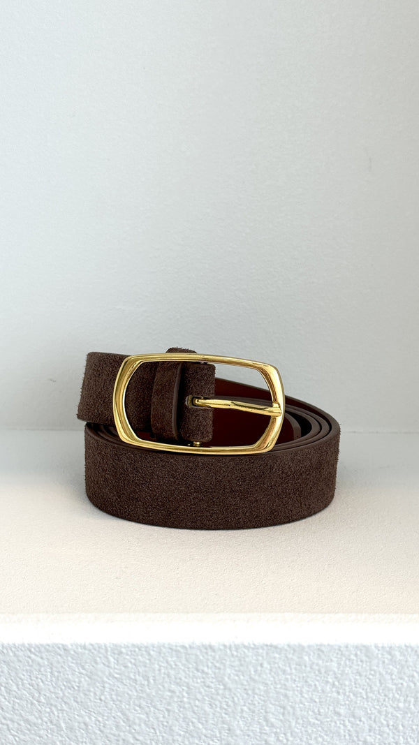 Mocha Genuine Suede Everyday Belt - Mocha Genuine Leather - Billy J