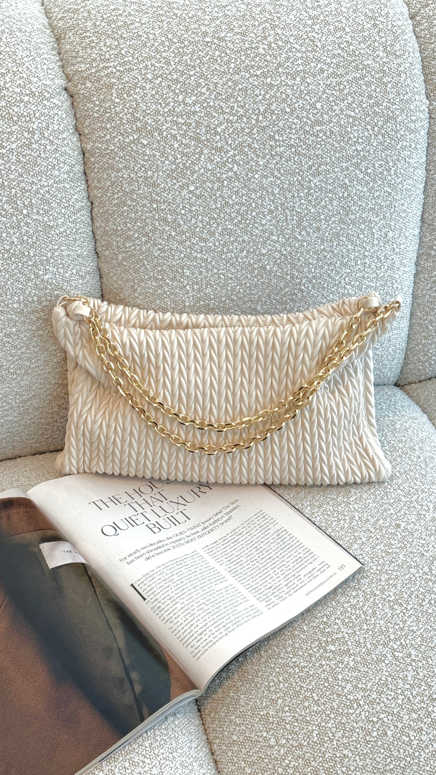 Arrow Weave Shoulder Bag - Stone - Billy J