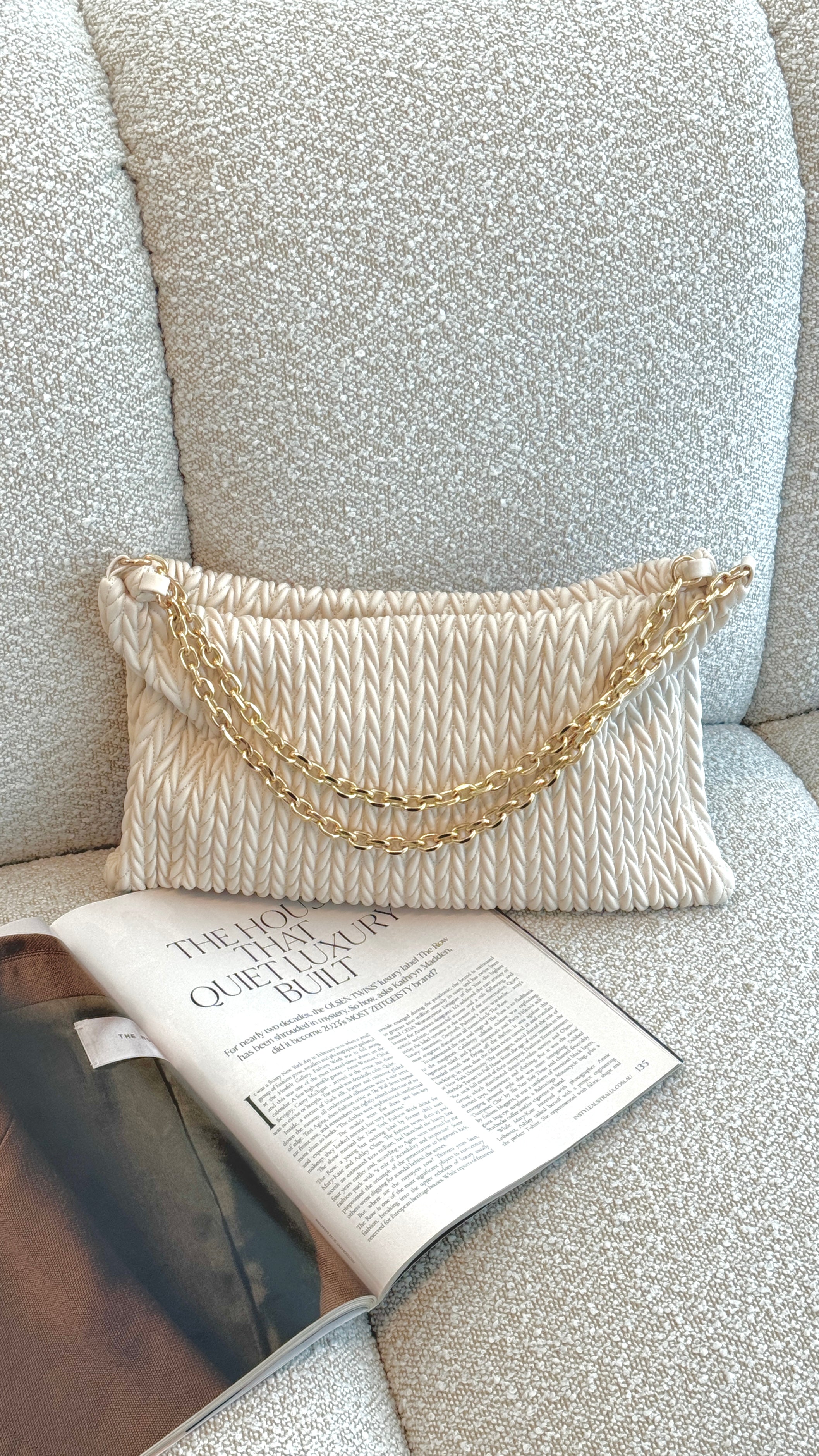 Arrow Weave Shoulder Bag - Stone - Billy J