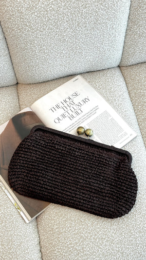 Clip Top Elongated Clutch - Chocolate - Billy J
