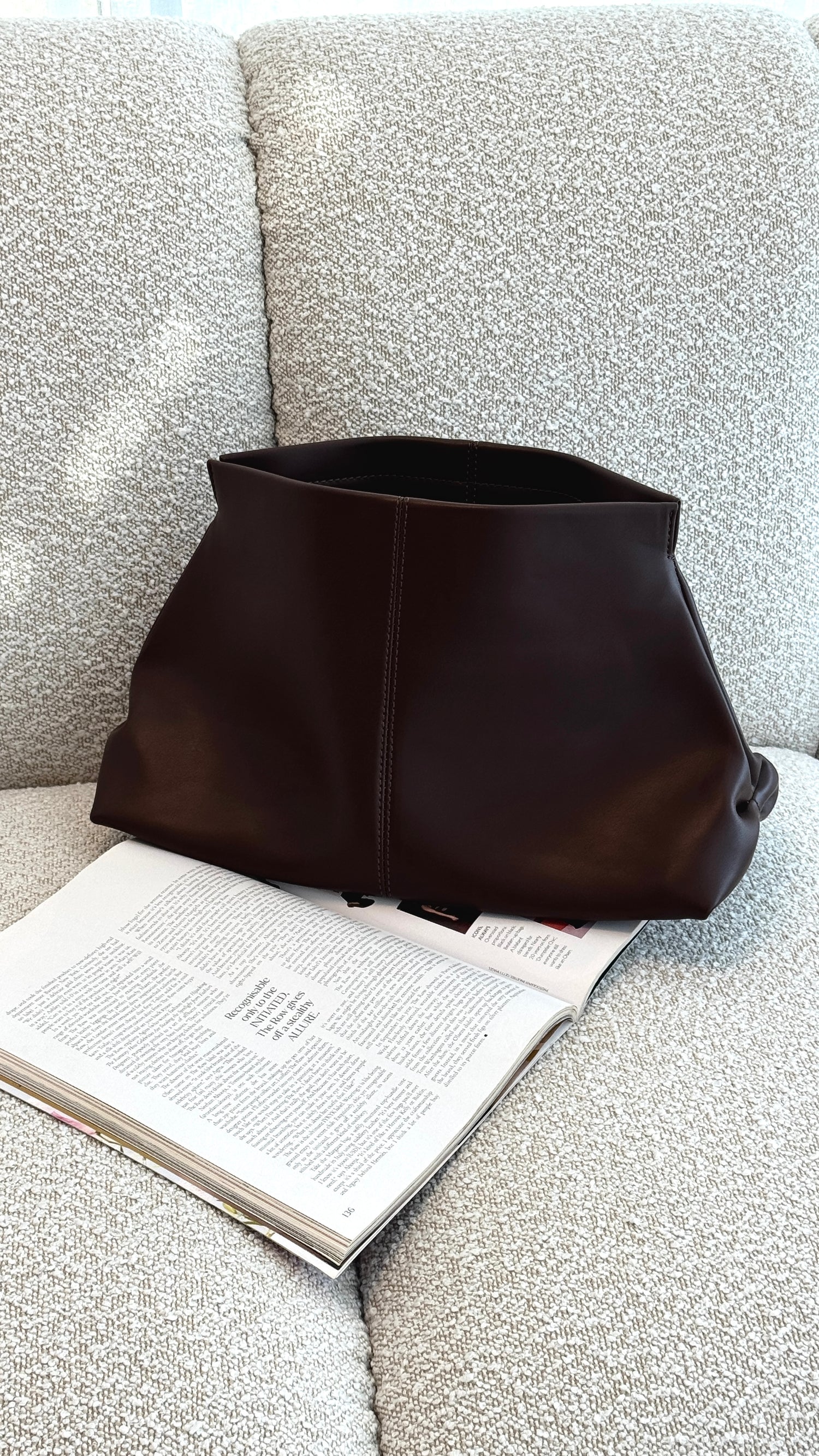 Semi Structured Fold Over Clutch - Chocolate - Billy J