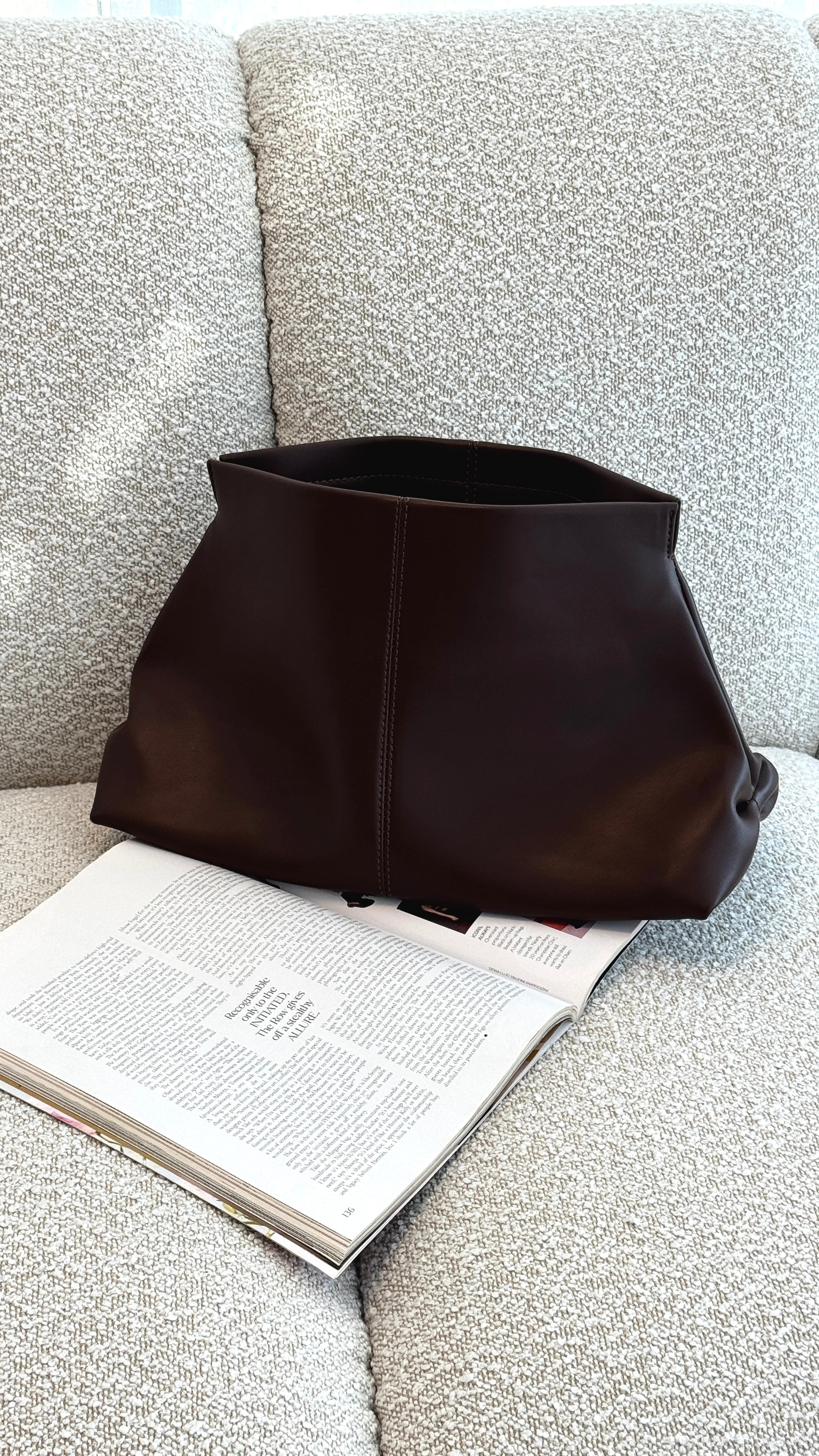 Semi Structured Fold Over Clutch - Chocolate - Billy J