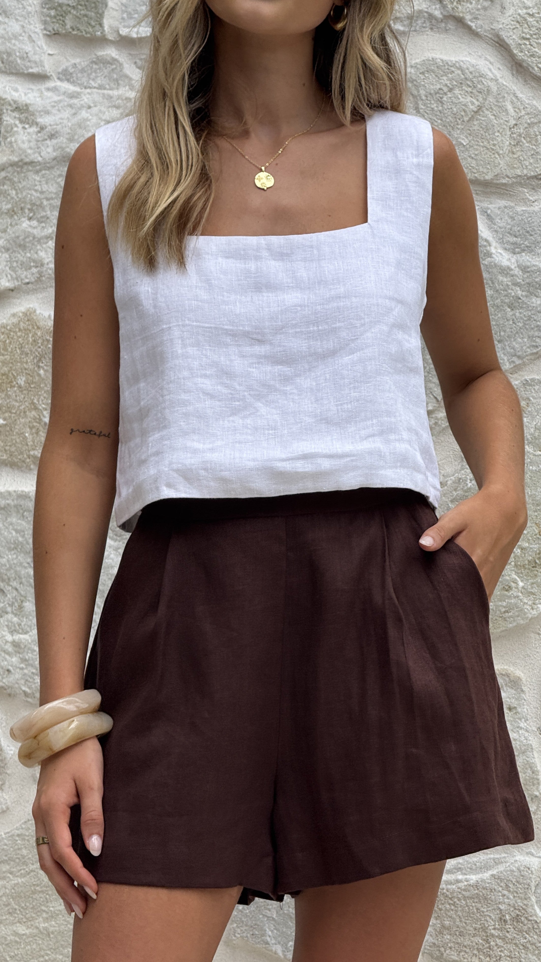Tillie Crop Top - White - Billy J