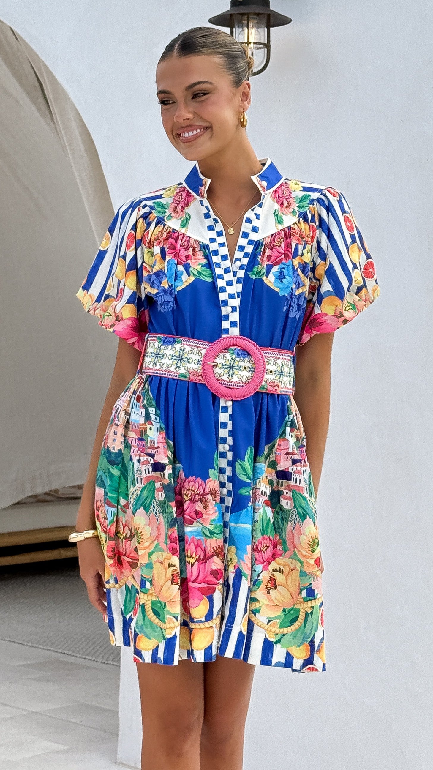 Talisha Mini Dress - Positano Cobalt - Billy J