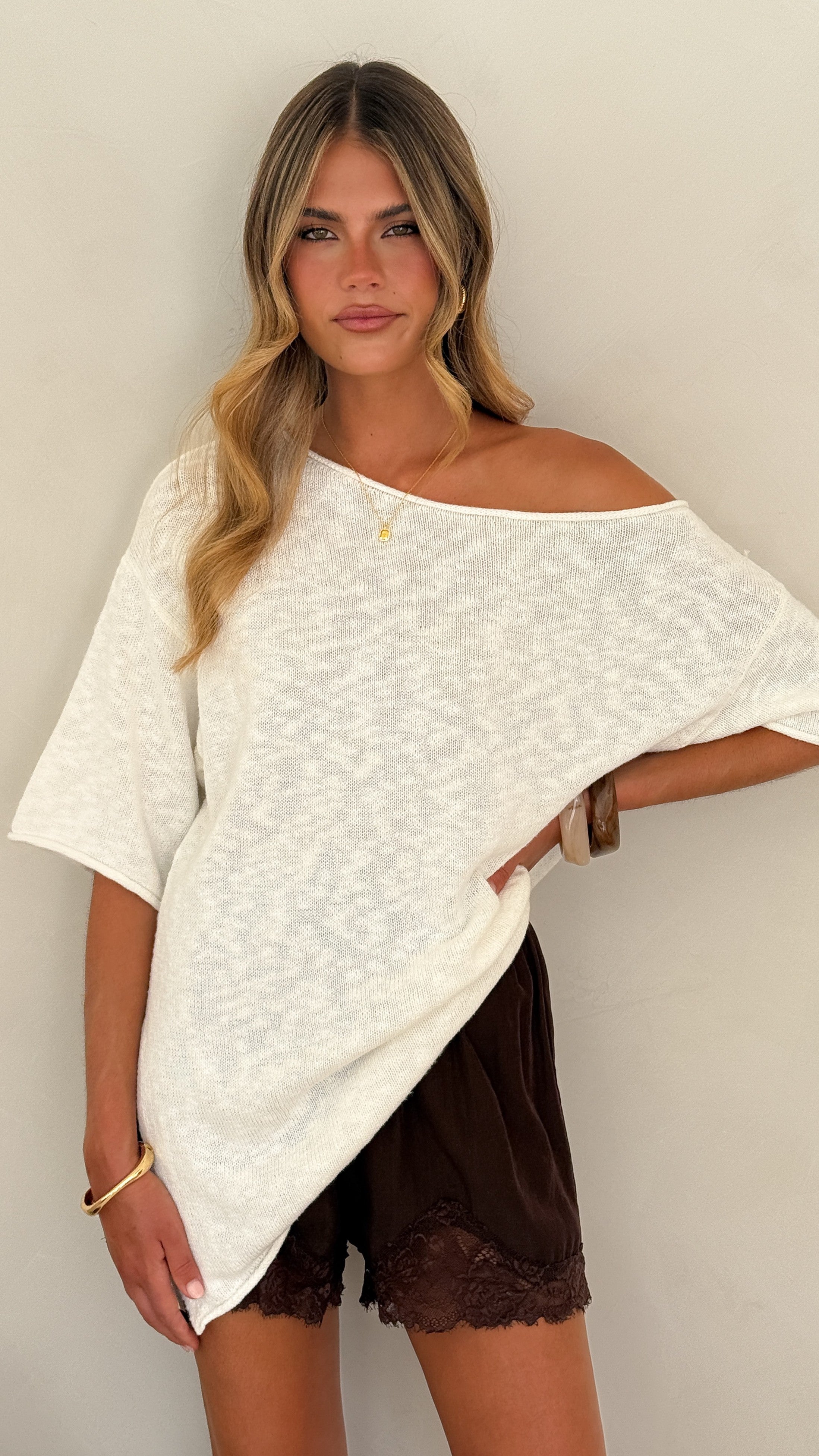 Keisha Off The Shoulder Top - White - Billy J