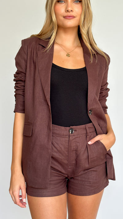 Load image into Gallery viewer, Hale Linen Blazer - Chocolate - Billy J
