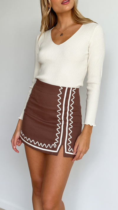 Load image into Gallery viewer, Karma Mini Skirt - Brown - Billy J
