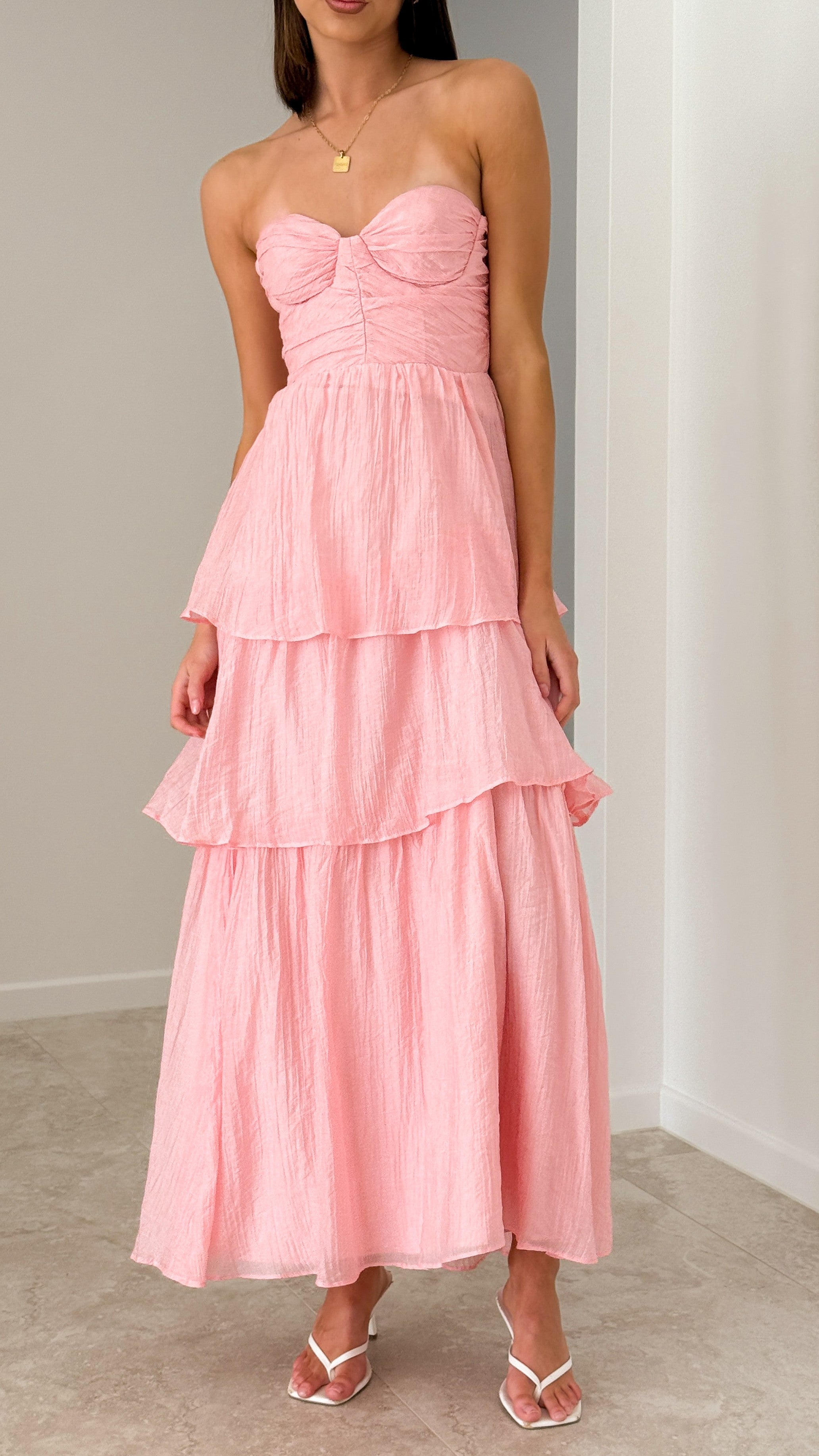 Florence Strapless Maxi Dress - Pink - Billy J
