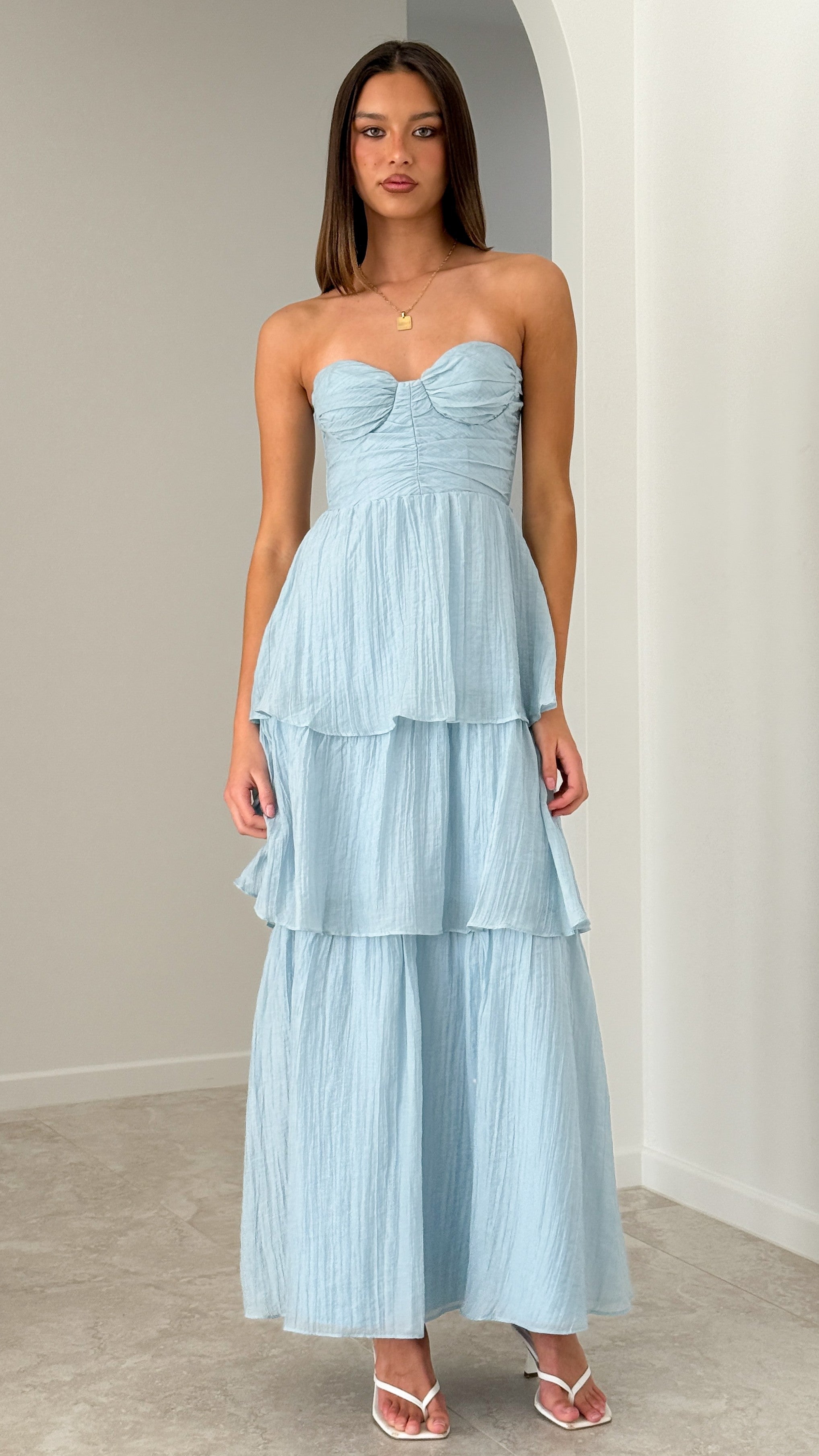 Florence Strapless Maxi Dress - Blue - Billy J