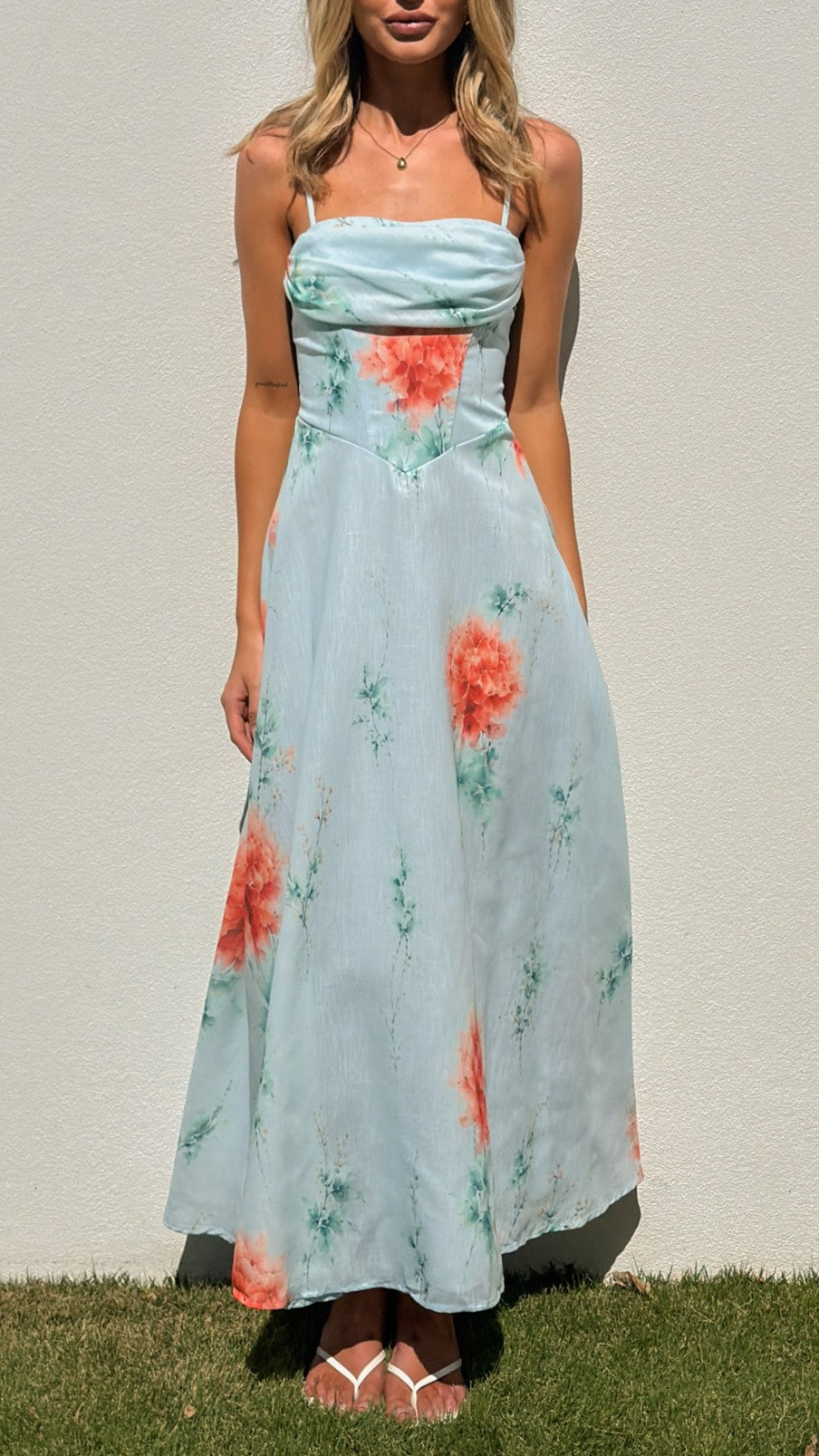 Rylee Maxi Dress - Blue/Orange Floral - Billy J