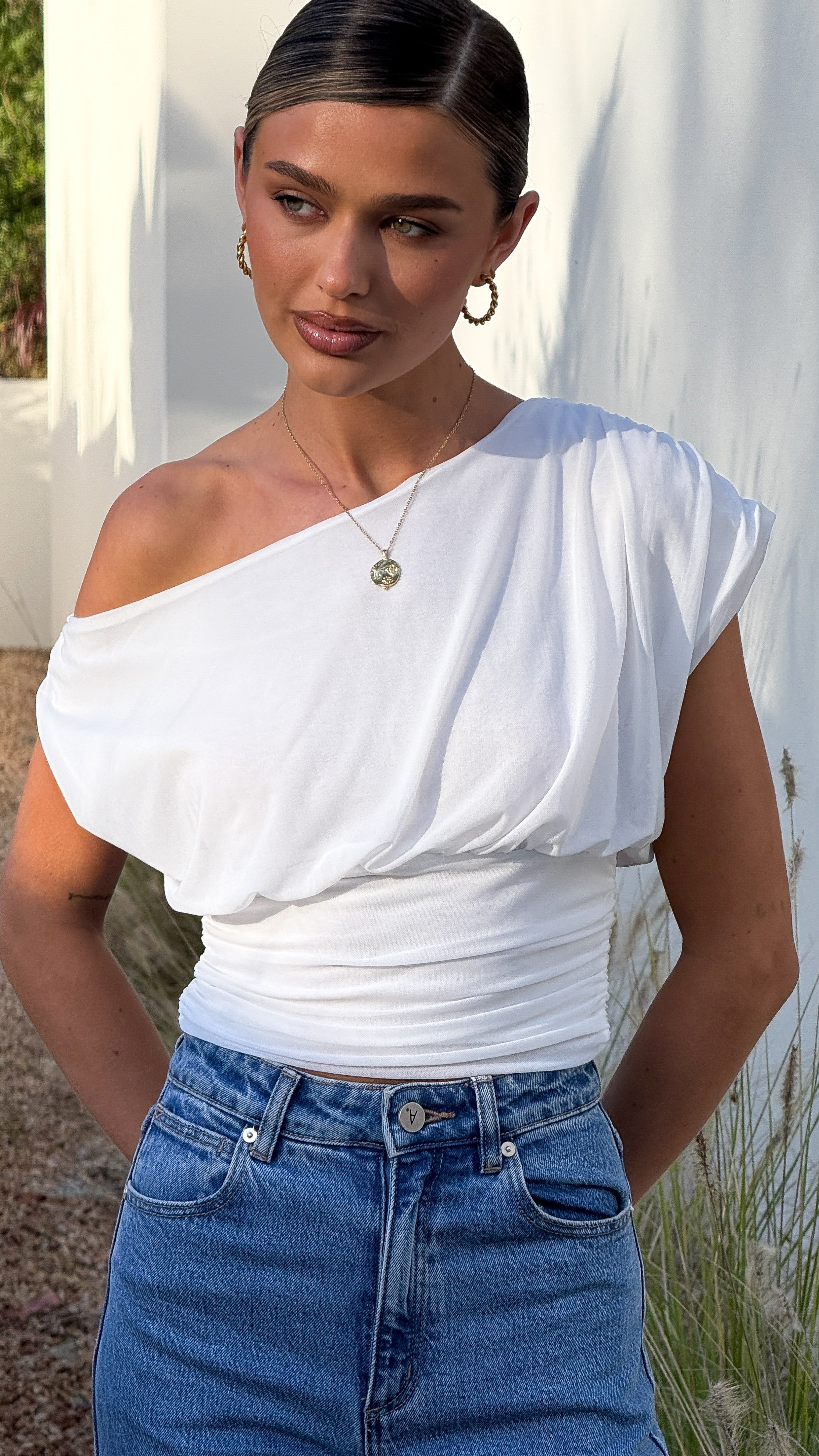 Debby Off Shoulder Top - White - Billy J