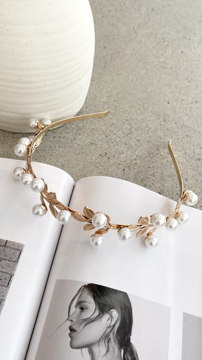 Load image into Gallery viewer, Danelea Headband - Gold/Pearl - Billy J
