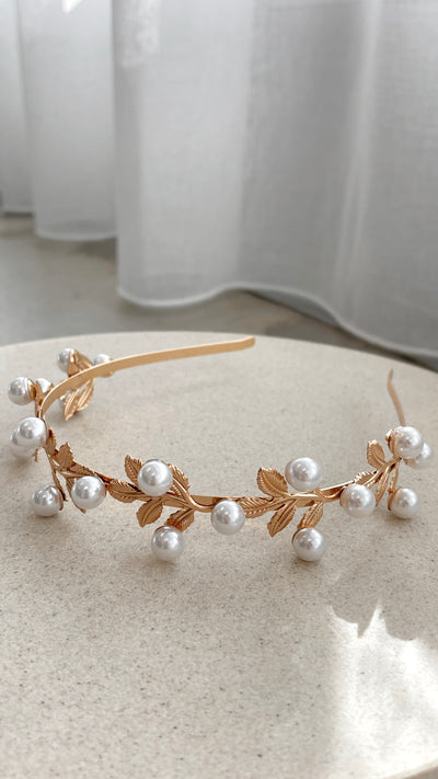 Load image into Gallery viewer, Danelea Headband - Gold/Pearl - Billy J
