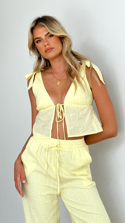 Load image into Gallery viewer, Kacia Tie Top - Yellow - Billy J
