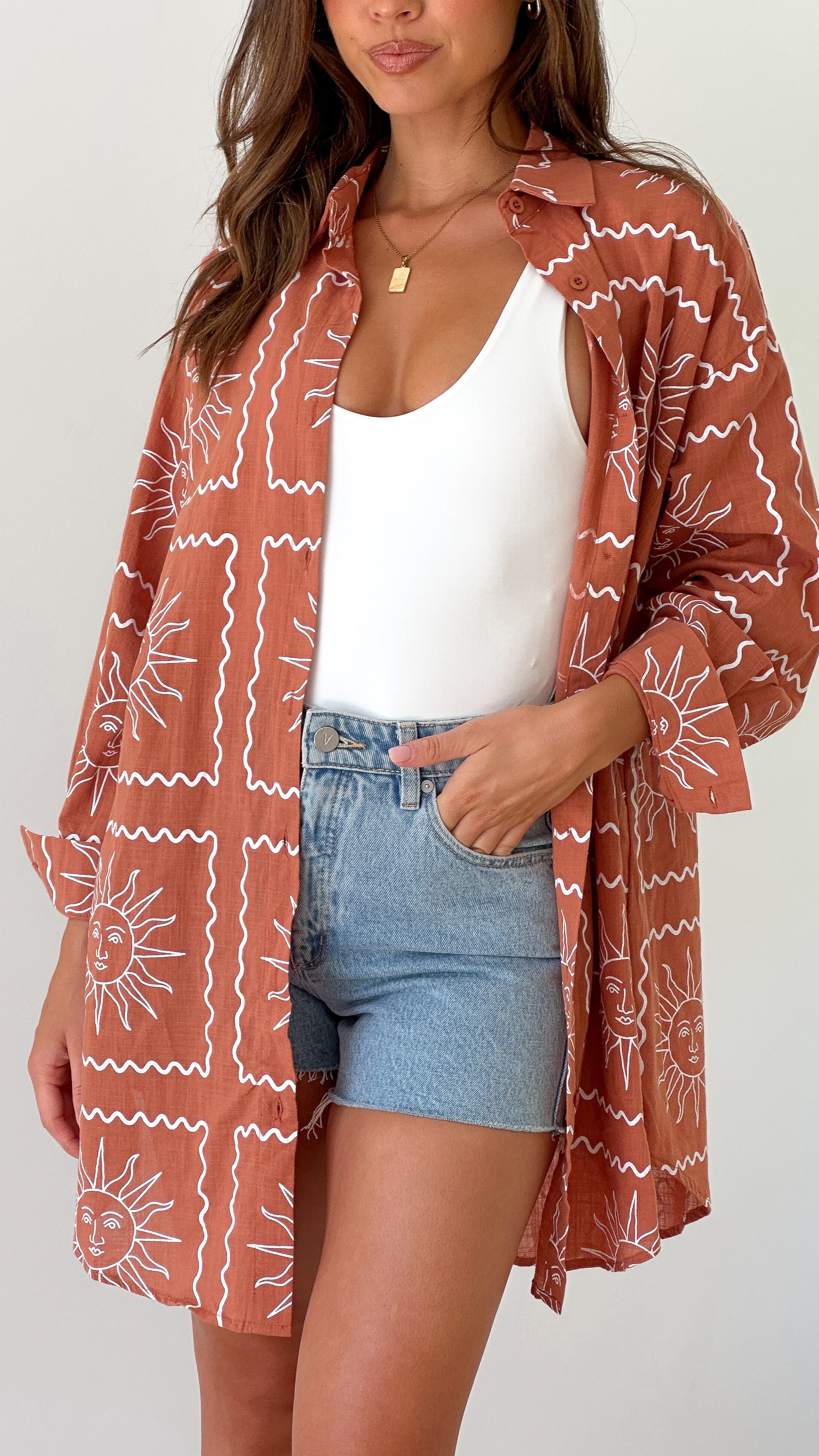 Piper Shirt Dress - Rust Sun