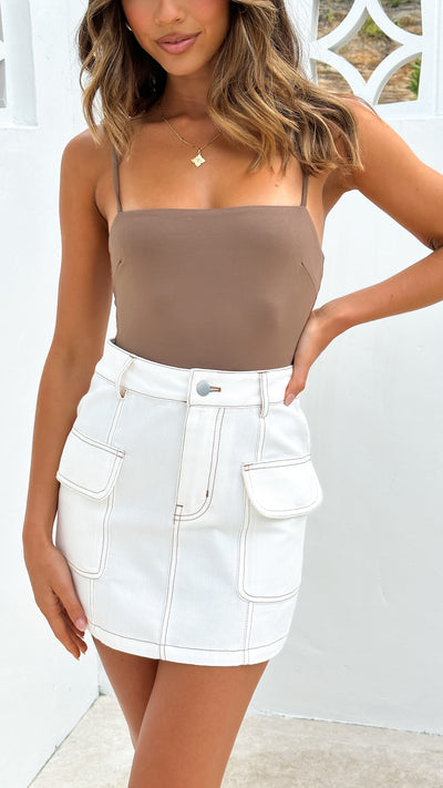 Load image into Gallery viewer, Darcy Mini Skirt - White Denim
