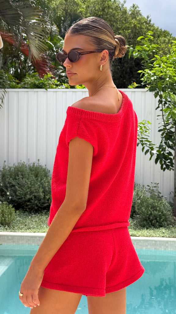 Robin Off Shoulder Top - Red - Billy J