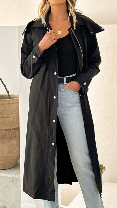 Load image into Gallery viewer, Hendrix Trench - Black - Billy J
