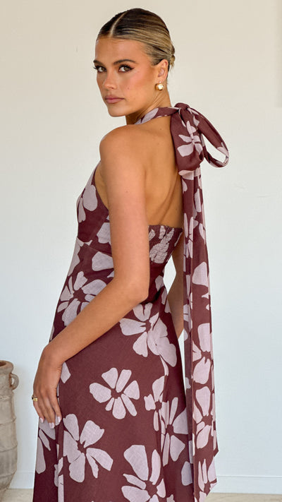 Load image into Gallery viewer, Vallissa Maxi Dress - Brown Floral - Billy J
