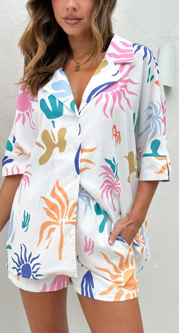 Brittany Button Up Shirt - Sundazed Print
