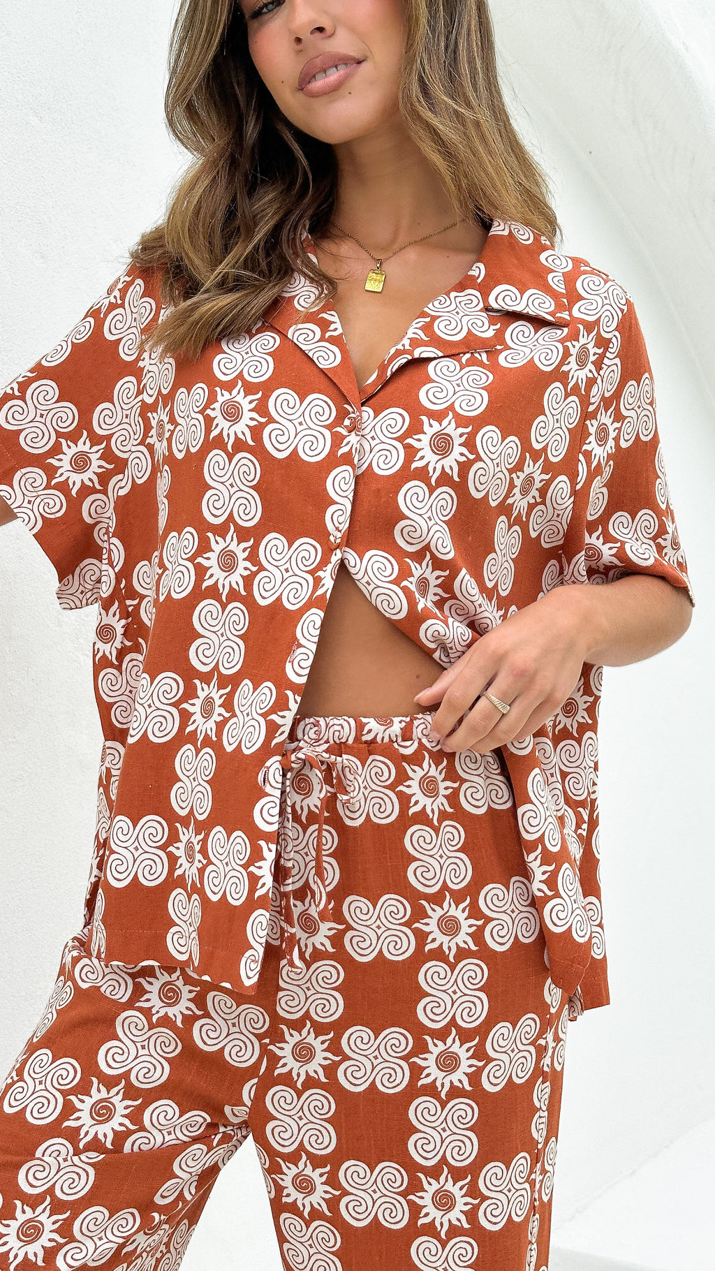 Shayla Button Up Shirt - Soleil Print