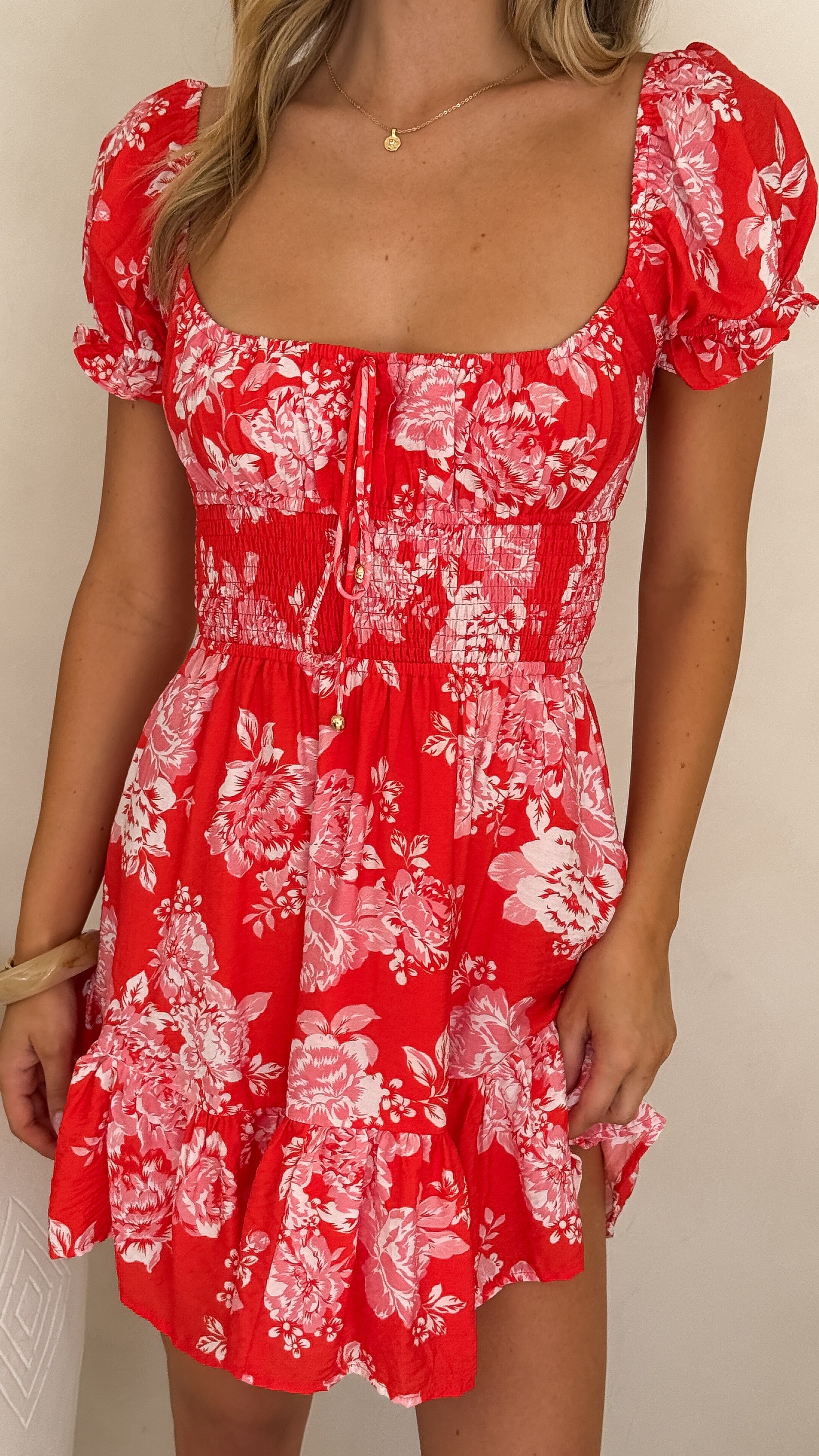 Kori Mini Dress - Red Floral - Billy J