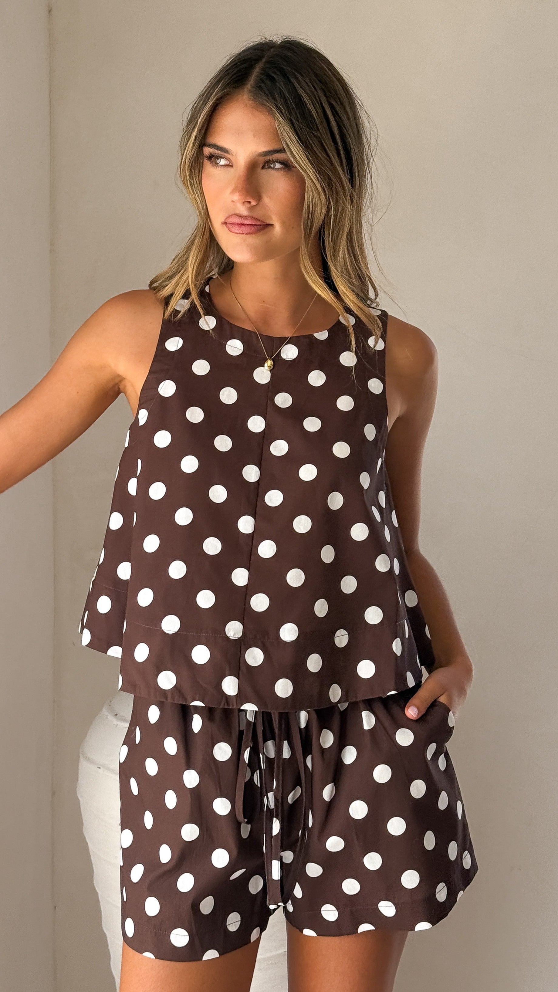 Alma Shorts - Chocolate/White Polka Dot - Billy J
