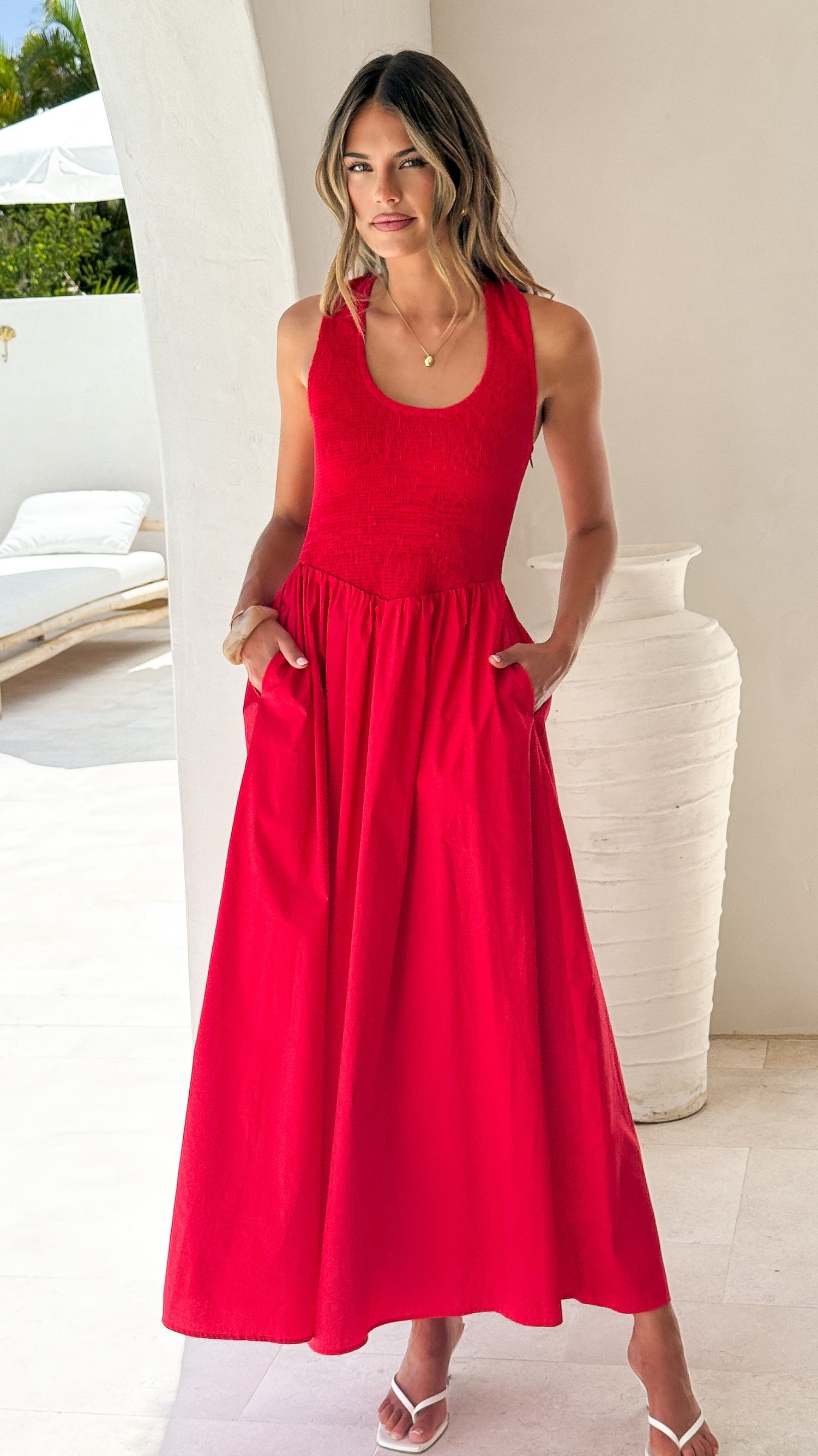 Maia Maxi Dress - Red - Billy J