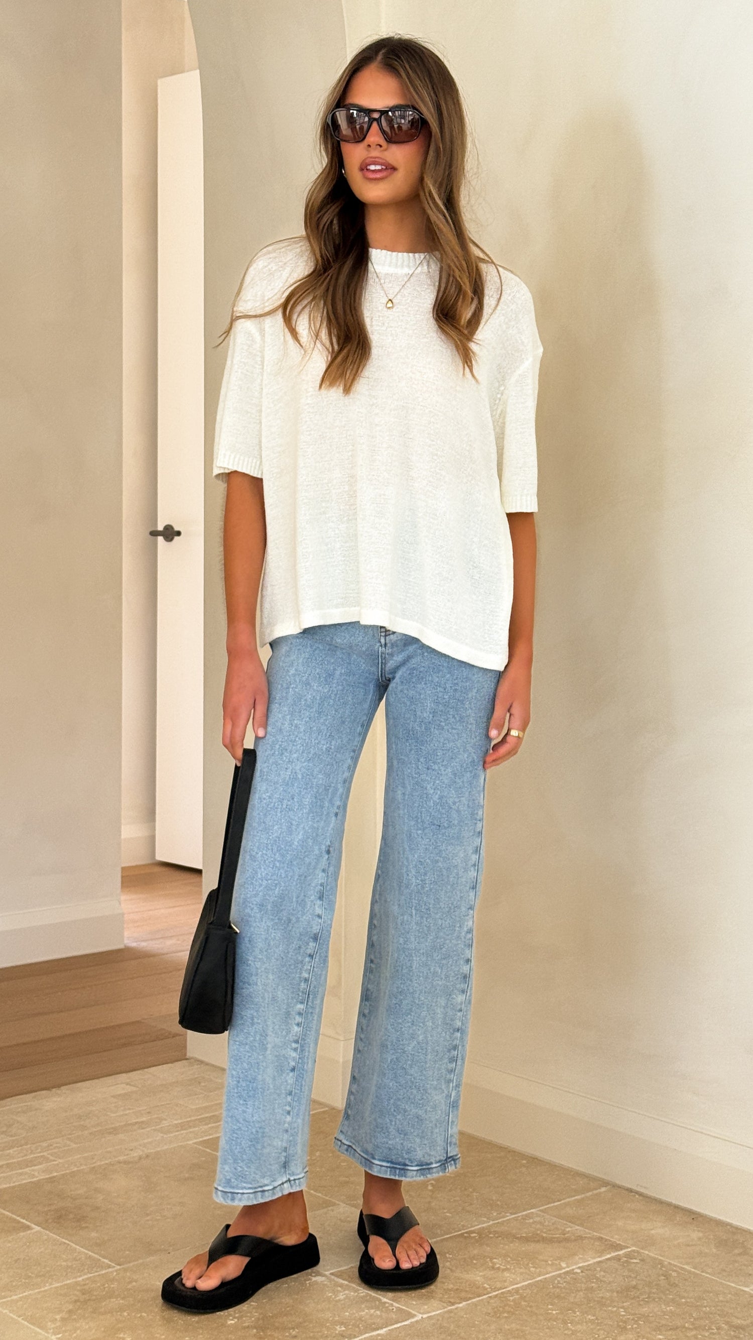 Annalise Knit Top - White - Billy J