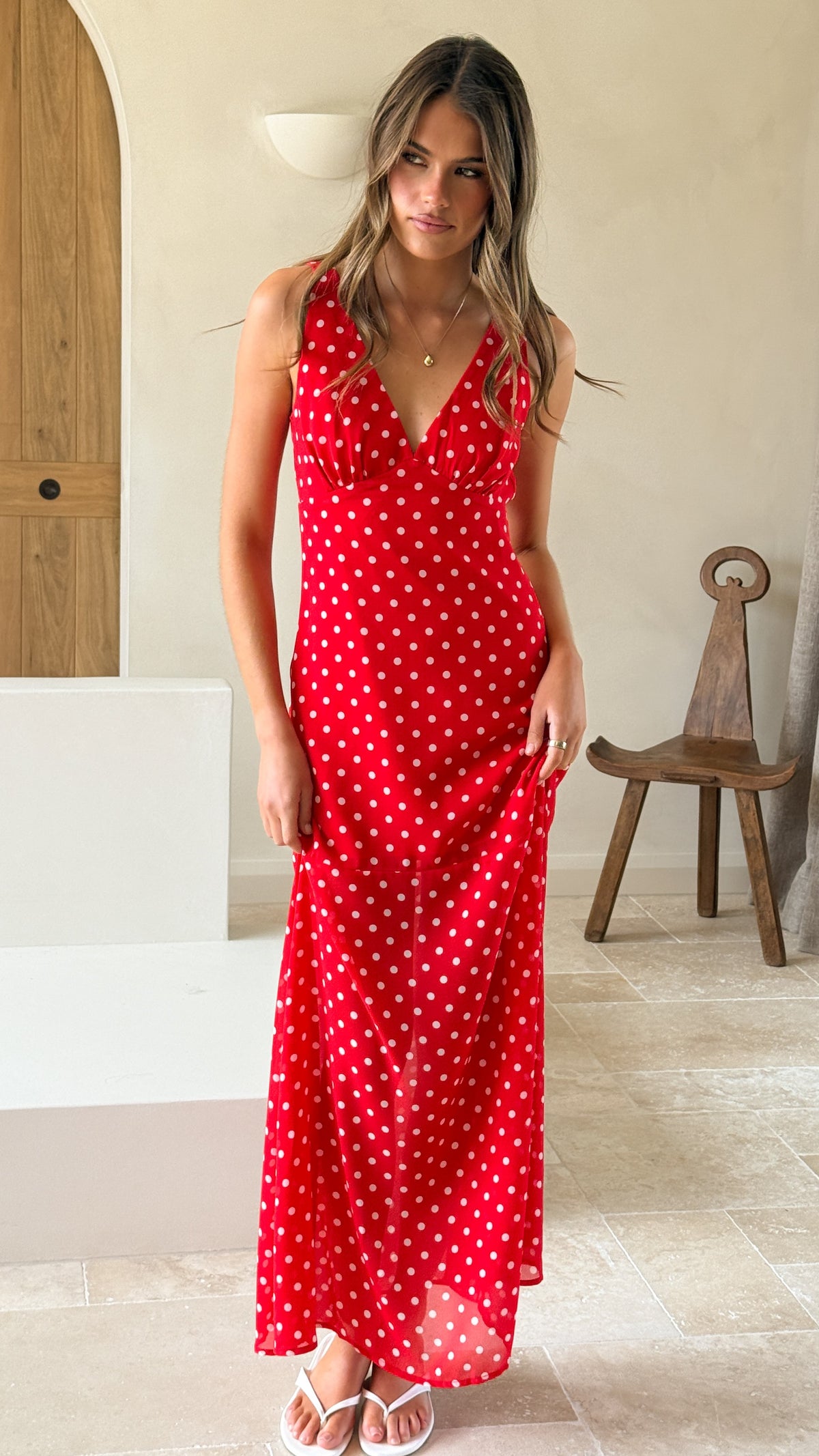 Oriella Maxi Dress - Red Polka - Billy J