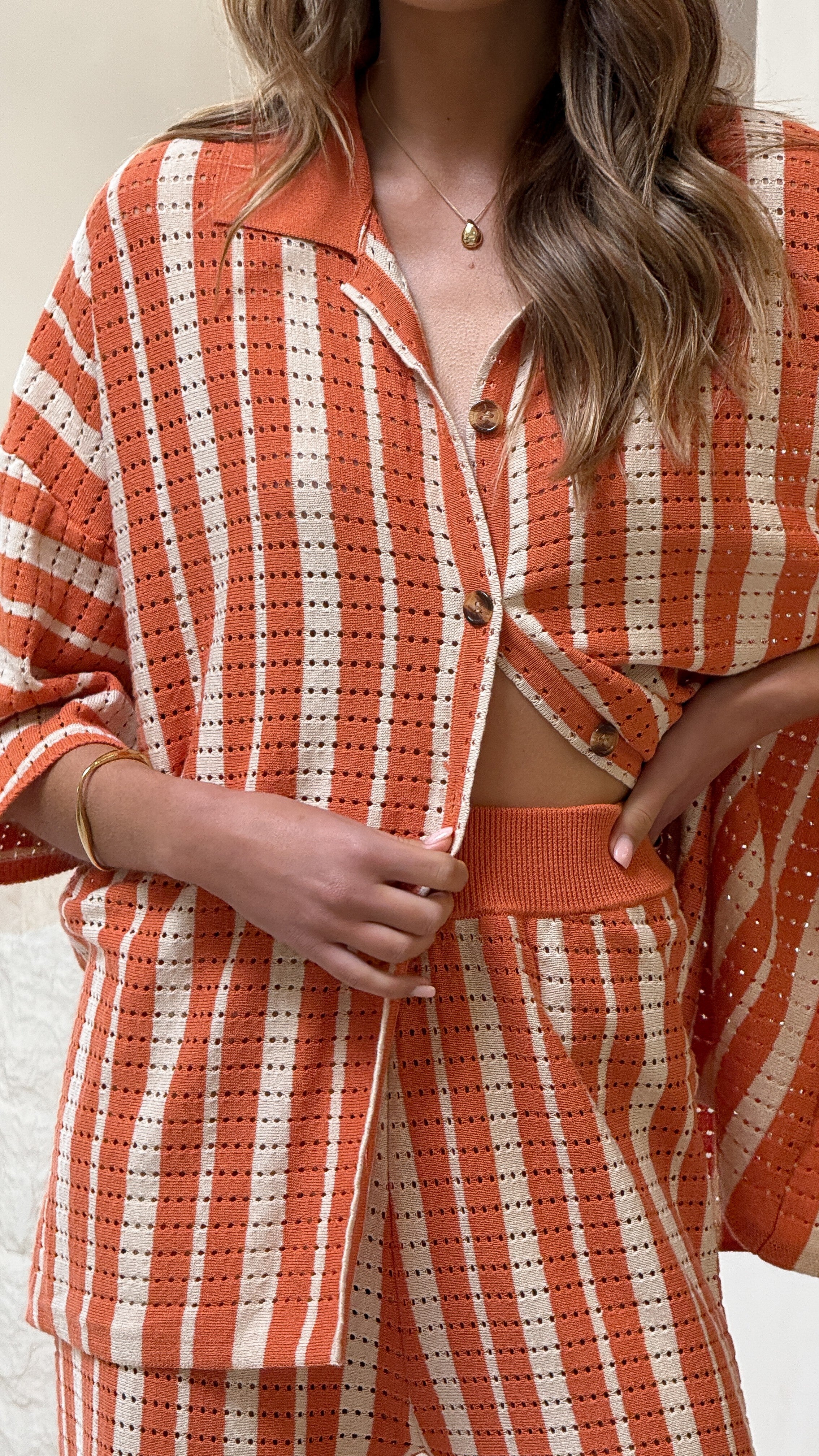 Layla Knit Wide Leg Pants - Orange - Billy J