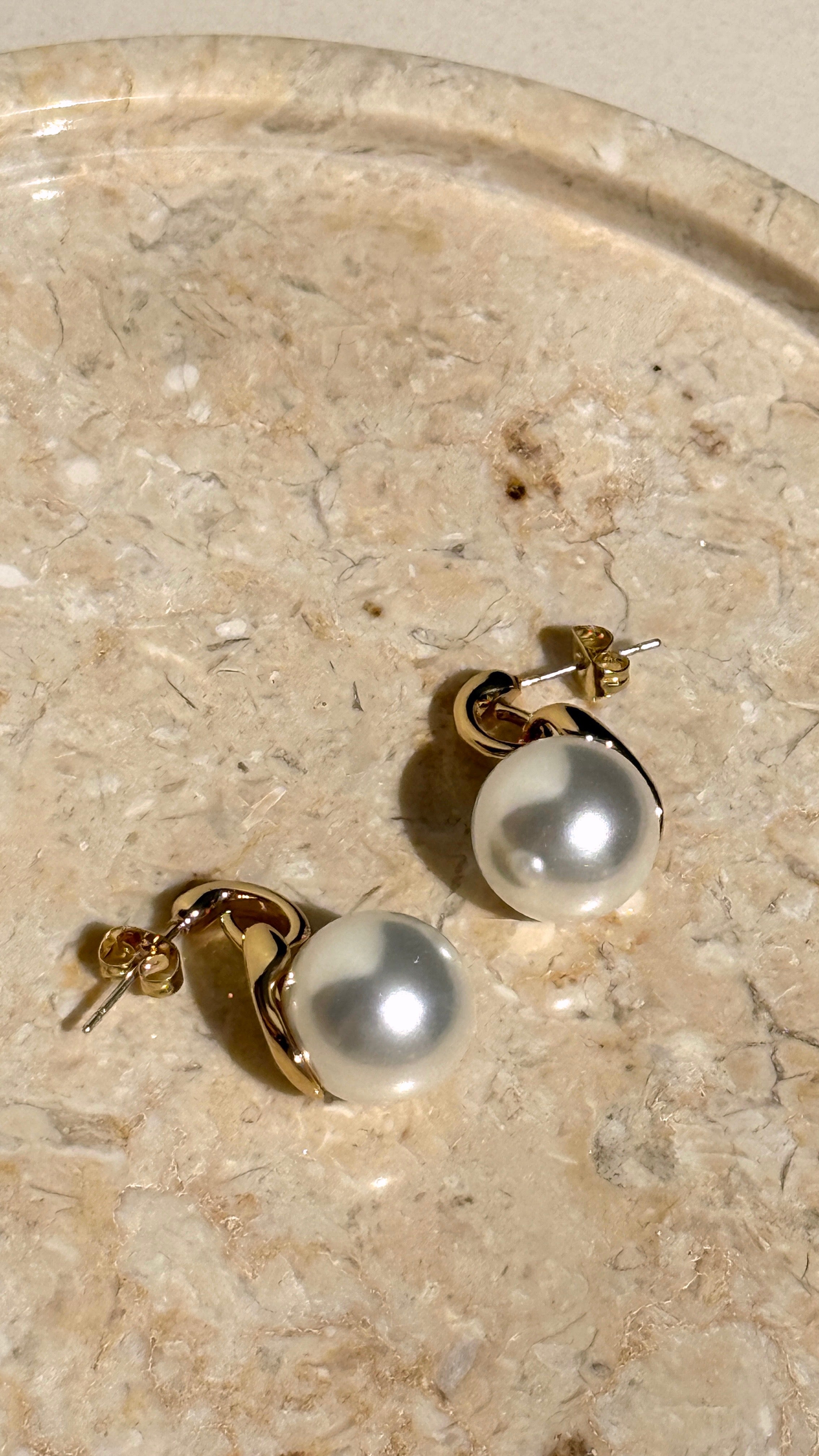 Classic Pearl 18K Gold Plated Earrings - Gold