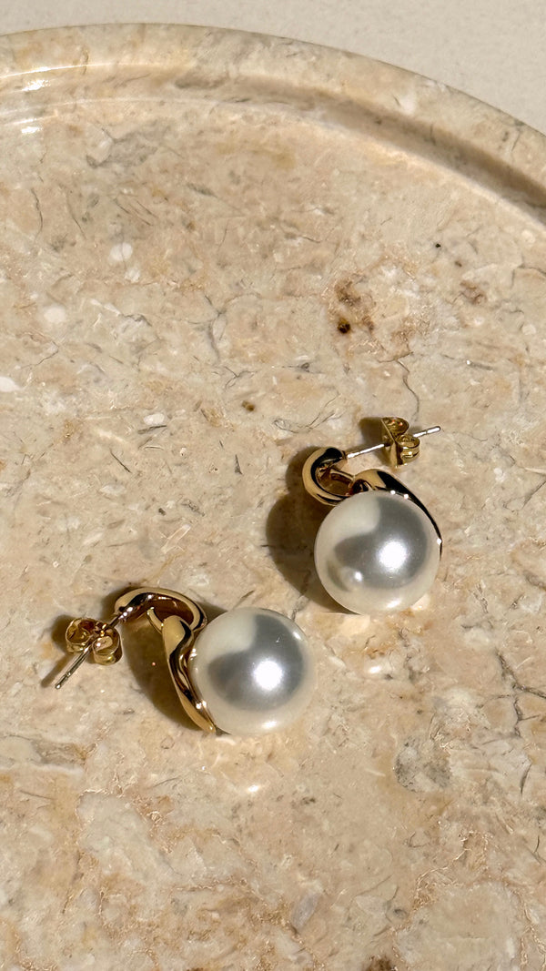 Classic Pearl 18K Gold Plated Earrings - Gold