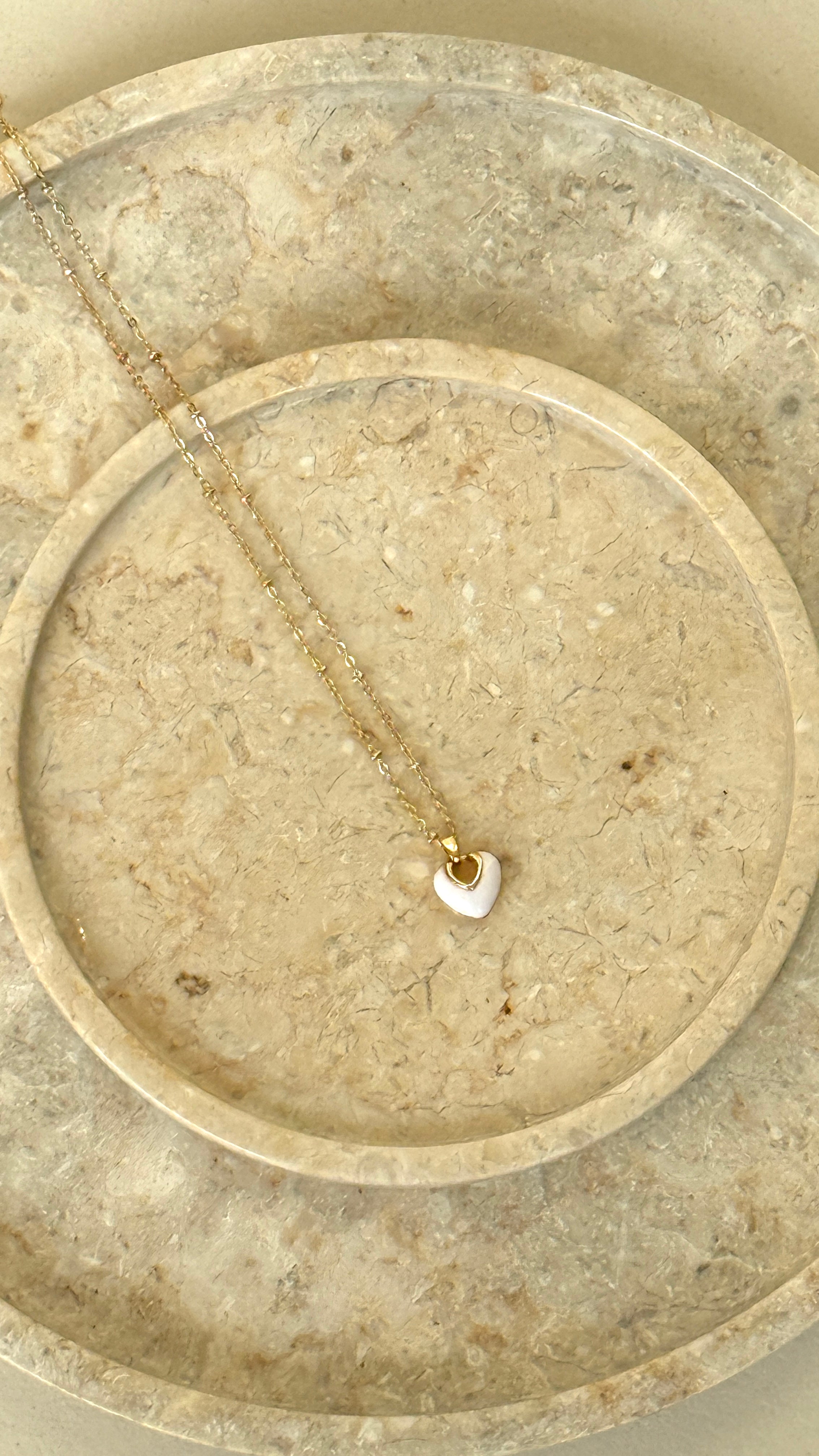 Jules Heart 18K Gold Plated Necklace - White - Billy J