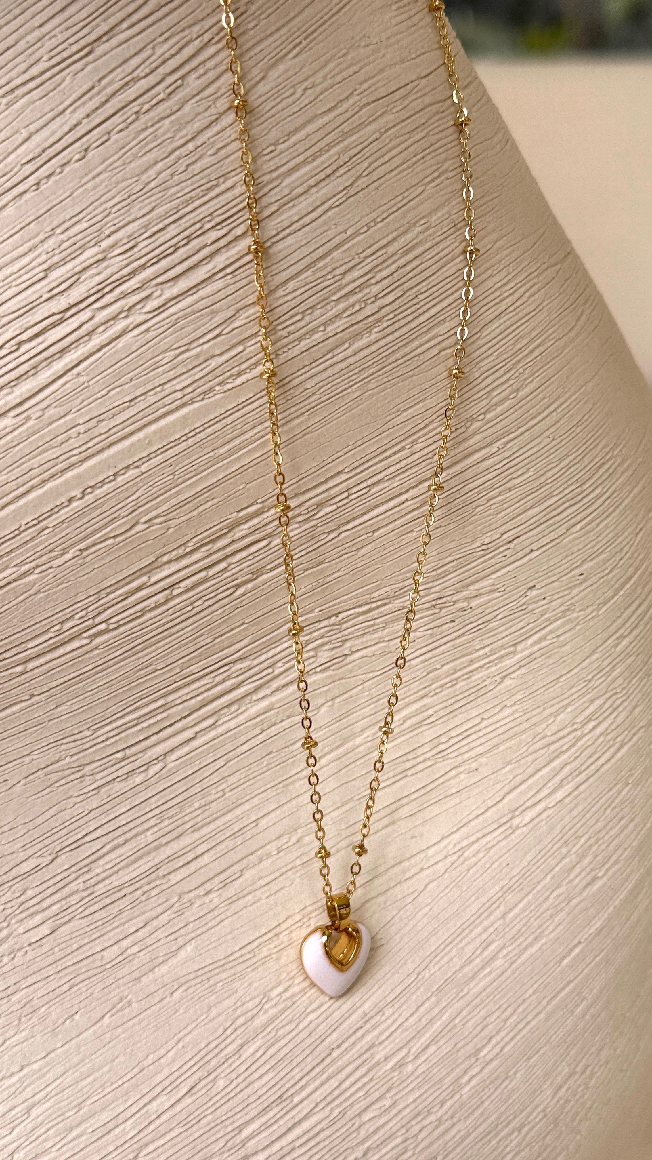 Jules Heart 18K Gold Plated Necklace - White - Billy J