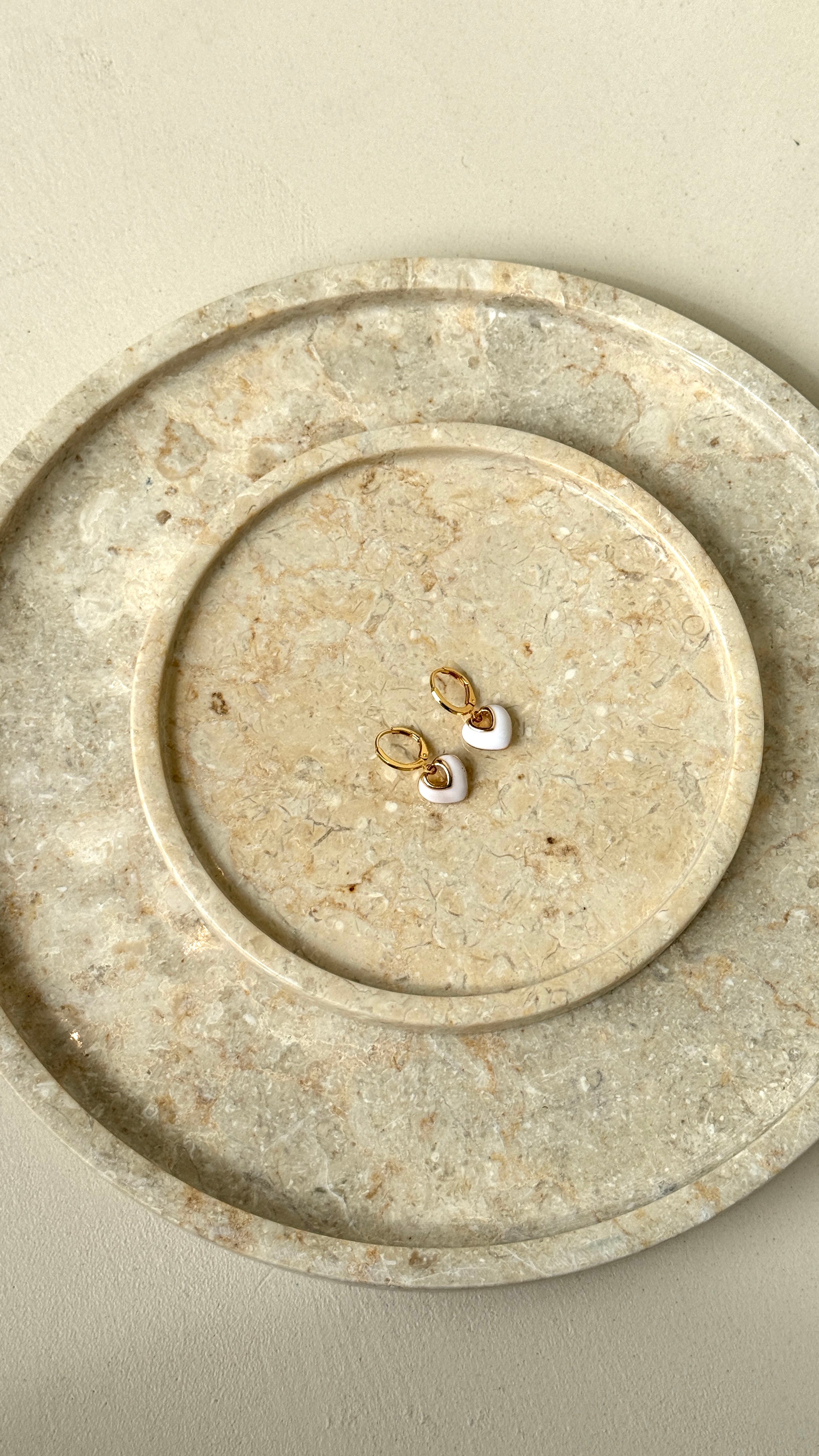 Jules Heart 18K Gold Plated Earrings - White - Billy J