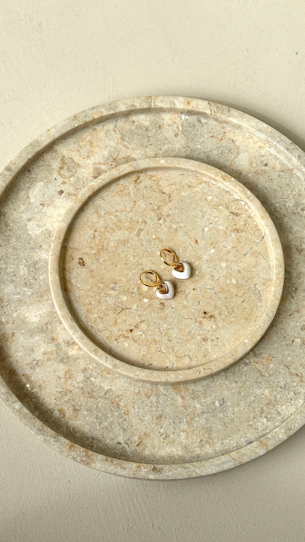 Jules Heart 18K Gold Plated Earrings - White - Billy J