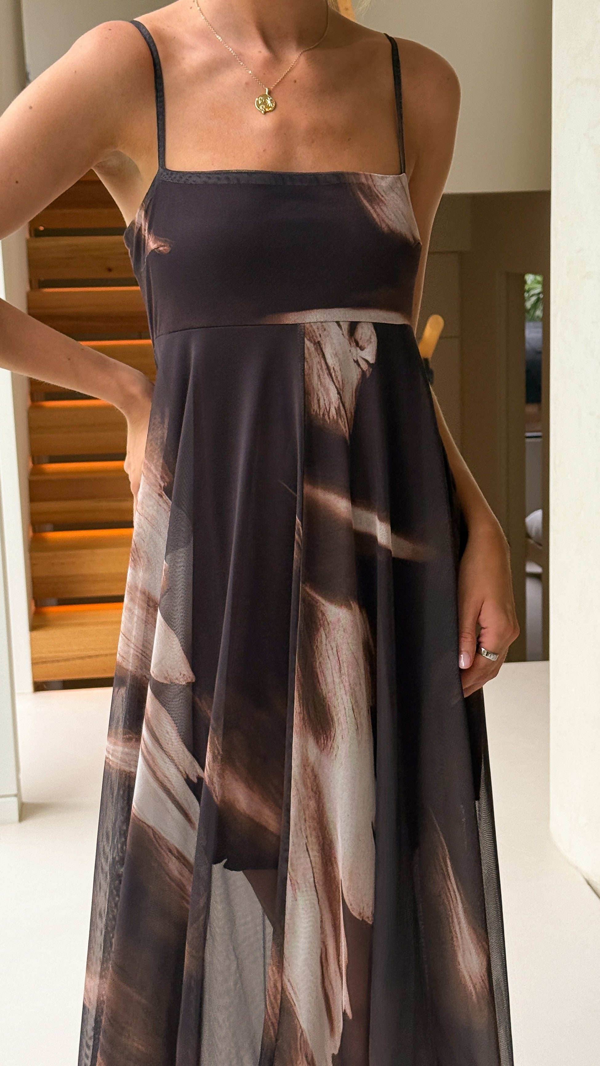 Melinda Sheer Maxi Dress - Cocoa Ochre - Billy J