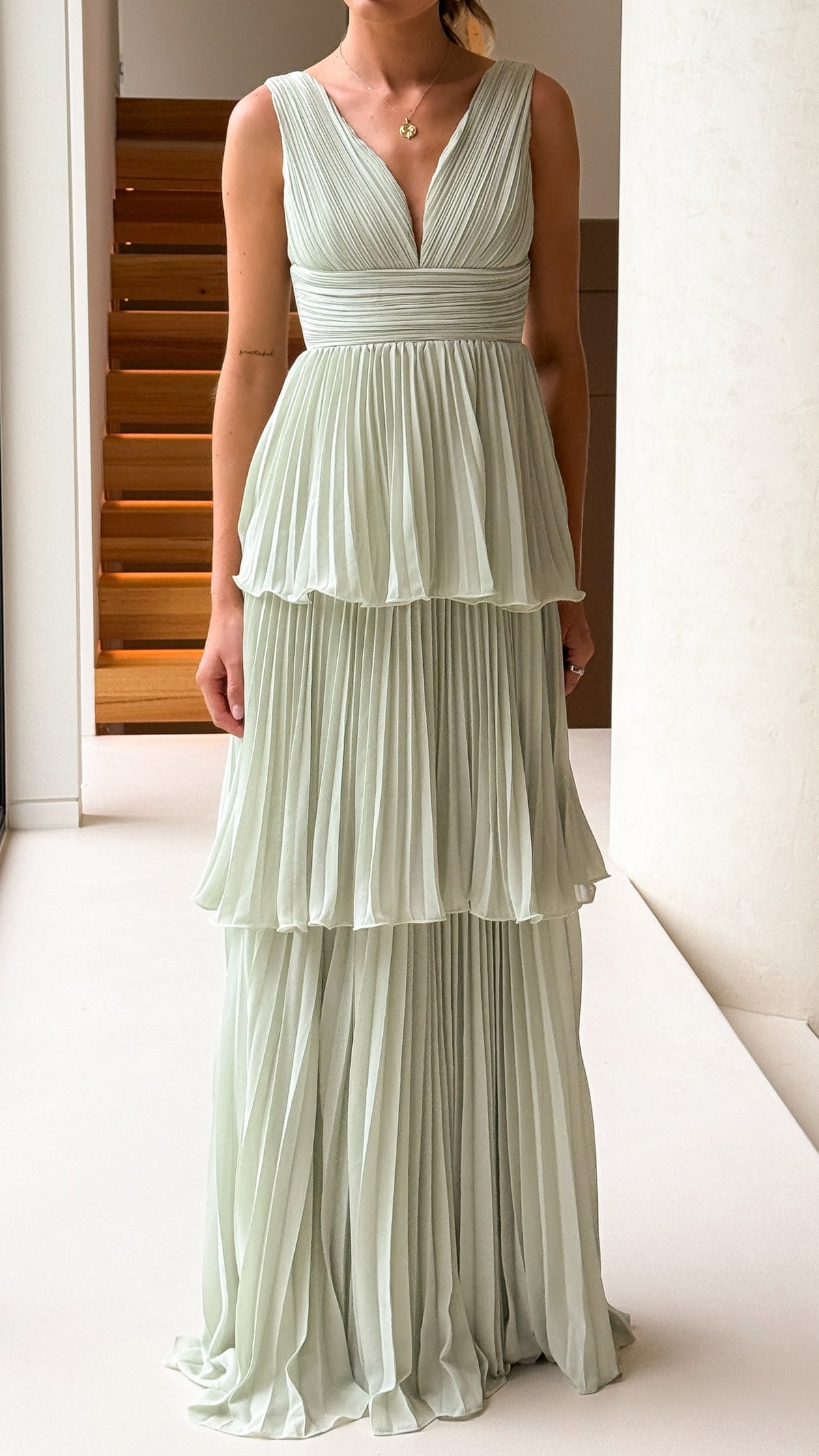 Kaelan Tiered Maxi Dress - Sage - Billy J