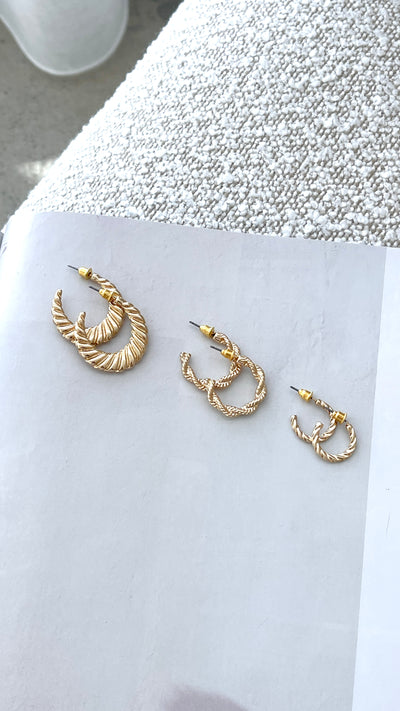 Load image into Gallery viewer, Reta Triple Pack Earrings - Gold
