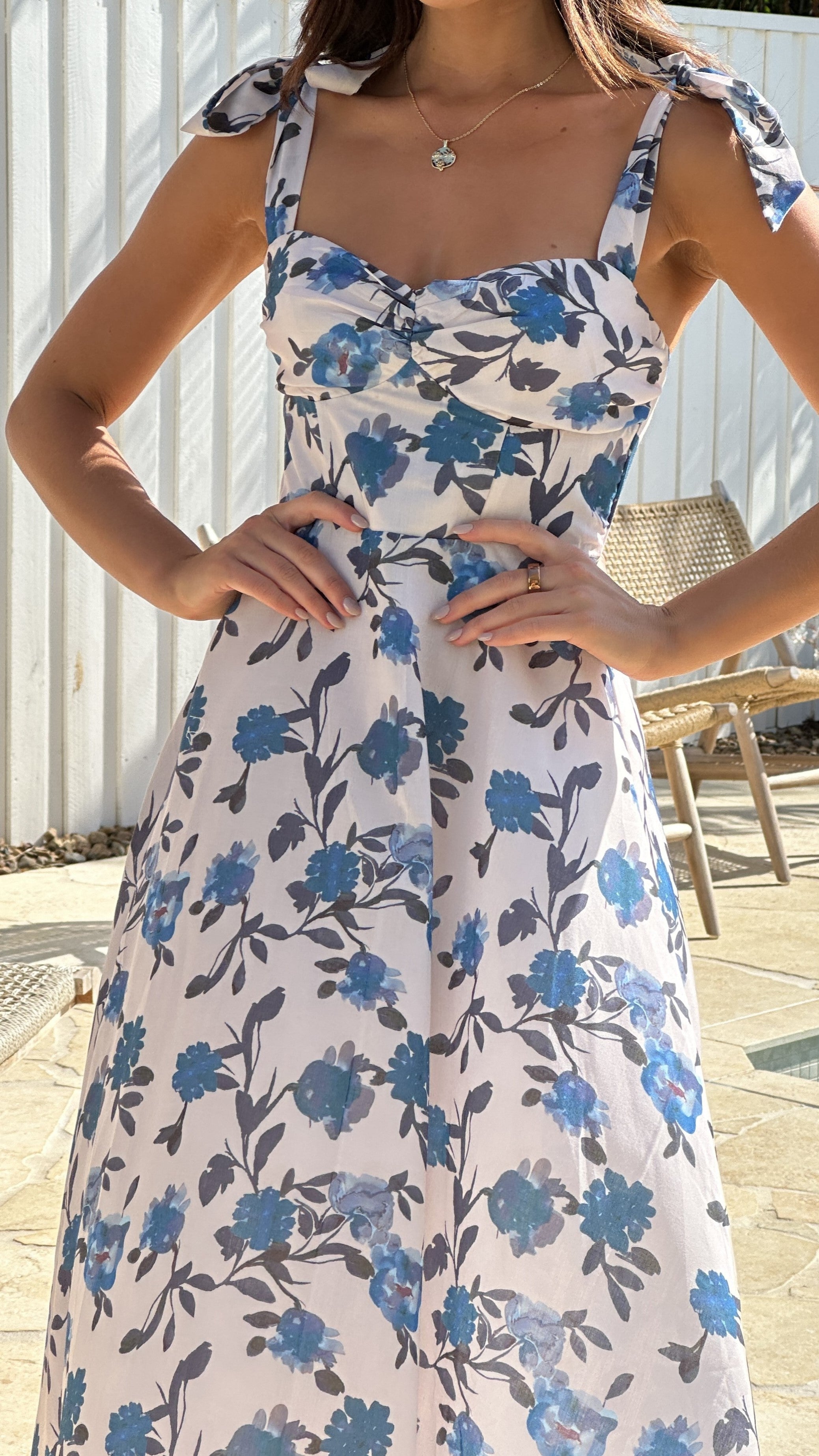 Sylvie Midi Dress - Blue Floral - Billy J