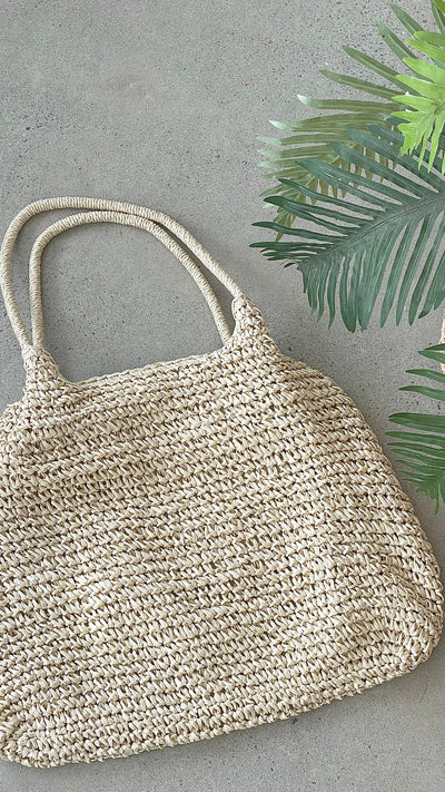 Load image into Gallery viewer, Solana Summer Tote Bag - Beige Straw - Billy J
