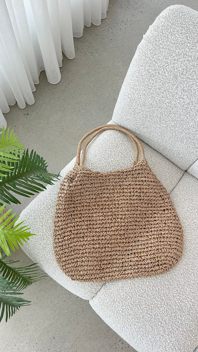 Load image into Gallery viewer, Solana Summer Tote Bag - Tan Straw - Billy J
