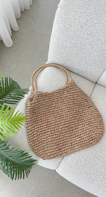 Solana Summer Tote Bag - Tan Straw