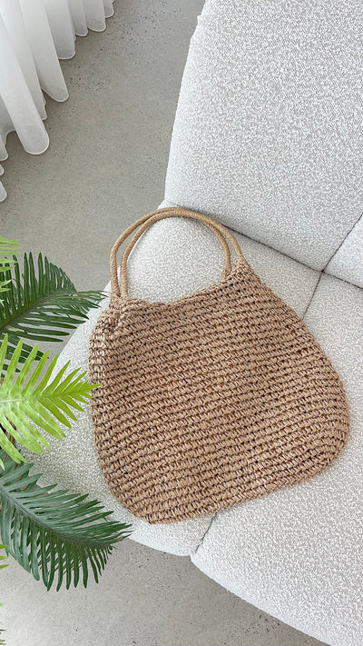 Load image into Gallery viewer, Solana Summer Tote Bag - Tan Straw - Billy J
